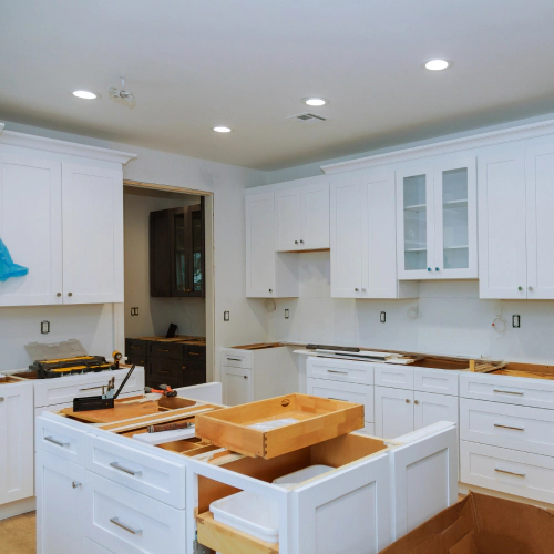 white kitchen cabinets installation